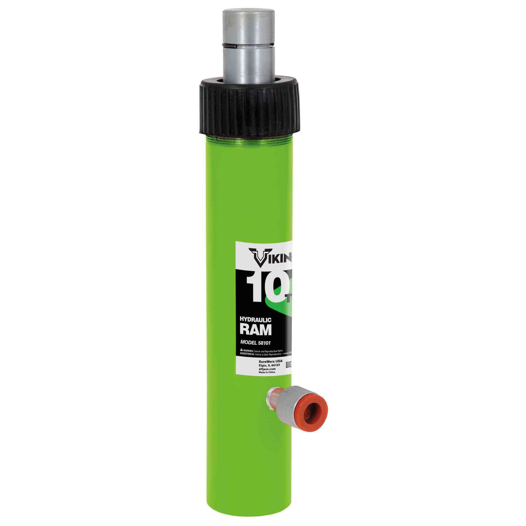 American Forge & Foundry Hydraulic Ram — 10-Ton Capacity, 12.68in. Compressed Length, 17.8in. Extended Length, 5.25in. Stroke, 1/4in. 18NPTF Coupler, Model# 58101